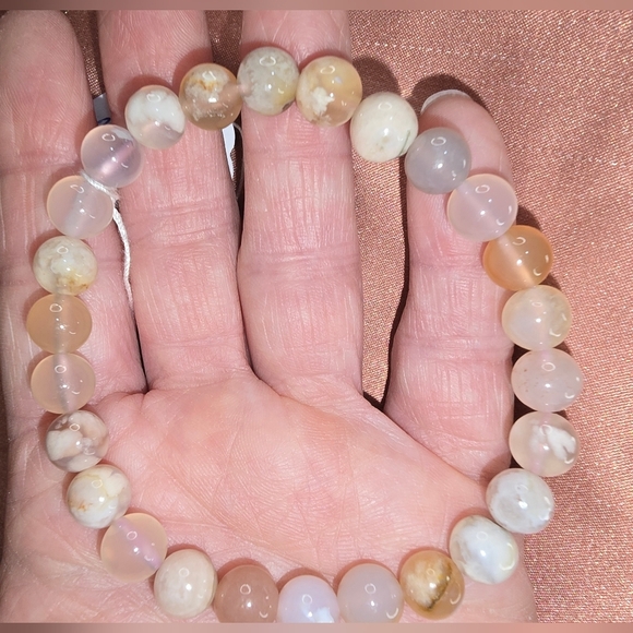 8mm Pink Cherry Agate Bracelet - Picture 2 of 6